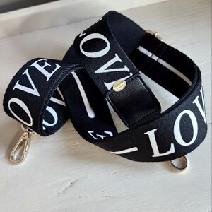 NEW! Unbranded adjustable/ replacement bag strap black white, goldtone hardware